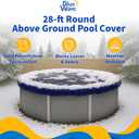 Blue Wave Gold 15-Year 28 ft Round Above Ground Pool Cover for Winter Durable & Weather-Resistant Polyethylene 4 ft Overlap, Black Underside, Reinforced Grommets, Winch, Cable Royal Blue
