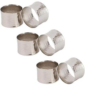 ITOS365 Handmade Round Hammered Silver Napkin Rings Holder for Dinning Table Parties Everyday, Set of 6