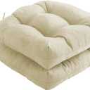 IPYNBAP Outdoor Chair Cushions Set of 2, Patio Chair Cushions with Ties, 17x17+4 Tufted Outdoor Seat Cushions, Waterproof Patio Furniture Cushions, Outdoor Dining Chair Pads, Beige, 17*17+4/2pcs