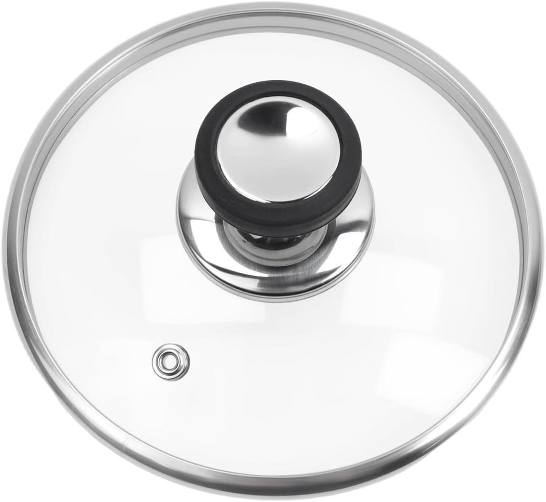 HEVSTIL 6.5-Inch Tempered Glass Lid with Stainless Steel Edge  Heat-Resistant, Dishwasher Safe  Universal Fit for Pots, Pans and Skillets