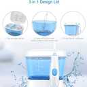 TUREWELL Water Flossing Oral Irrigator, 600ML Dental Cleaner 10 Adjustable Pressure, Electric Oral Flosser for Teeth/Braces, 8 Replacement Jet Tips for Family (White)