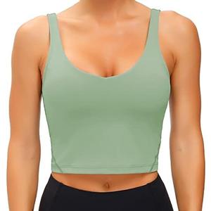 Wjustforu Women's Tank Top Padded Sports Bra Running Workout Yoga Crop Top L
