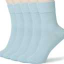 2 x FGZ Women Thin Cotton Socks Soft Cozy Socks Cute Ankle Crew Socks 5 Pairs (Blue)