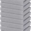 Homaxy 100% Cotton Waffle Weave Kitchen Dish Towels, Ultra Soft Absorbent Quick Drying Cleaning Towel, 13 x 28 Inches, 8-Pack, Light Gray