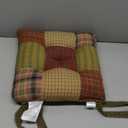 VHC Brands Tea Cabin Chair Pad Patchwork Log Cabin Country Rustic Lodge Design, Moss Green and Deep Red