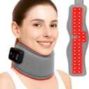 Red Light Therapy Neck Brace - 660nm Red & 850nm Infrared LED Heated Cervical Collar for Neck Pain Relief & Support, Adjustable Wireless Cervical Collar for Office, Sleeping, at-Home Therapy (Grey)