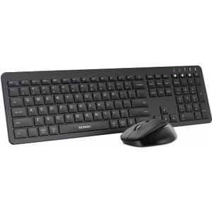seenda Wireless Keyboard and Mouse Combo for Windows PC, Laptop, Mac, iPad, Bluetooth & 2.4G 3-Device Multi-Connection, Ultra Slim Full Size Quiet Keyboard, Adjustable DPI Mouse, Black