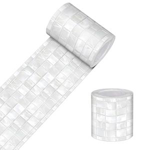 HOMETITUTE Wallpaper Border Peel and Stick Decorative Wall Trim Self Adhesive Accent Strip for Bathroom Kitchen Living Room Mirror Frame Wall 4x196 Inch Gray Mosaic Tile Pattern Wallpaper Design
