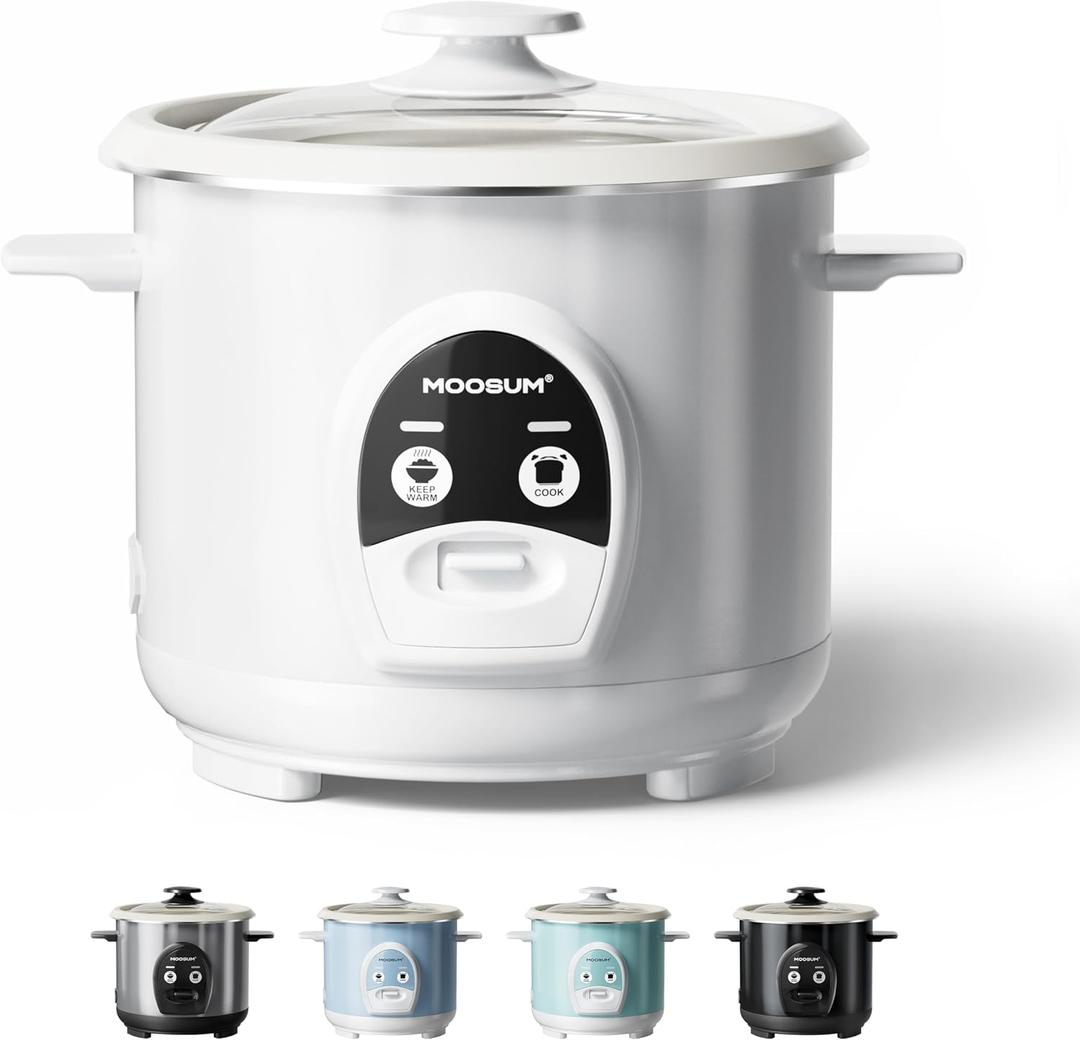 3-Cup Uncooked Rice Cooker Small & Food Steamer - Ceramic Coating Non-Toxic Inner Pot, One-Touch Multifunction for Rice/Saut/Yogurt, Dishwasher Safe, 1-3 People Size, White