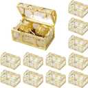 HERCHR 12PCS Party Favor Boxes, Treasure Chest for Candy Box Wedding Favor Boxes Clear Favor Gift Boxes for Wedding Baby Shower Birthday Party 7 x 5 x 5cm / 2.8 x 2 x 2in (Gold)