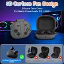 Cute Cover for Powerbeats Fit Case 2025, 3D Cartoon Funny Design | Shock Resistant | Full Protection Soft Silicone Case Compatible with Beats Powerbeats Fit Earbuds Accessories with Keychain, Black