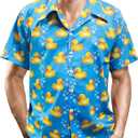 80's Men's Vintage Hawaiian Beach Shirts - 90's Button Up Disco Theme Party Shirts (Large)