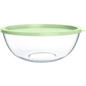 Extra Large Glass Mixing Bowls Clear Glass Salad Cooking Bowls for Kitchen Salad Bread Storage (5.5 Qt)