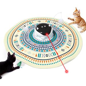 Gardner Pet Cat Toys Chargeable,5in1 Hide and Seek Automatic Interactive cat Toy, Chirping Moving Ambush Feather, Track Balls,Indoor Exercise Kicker 24 inch Cover for All Breeds,Boho Style - Beige