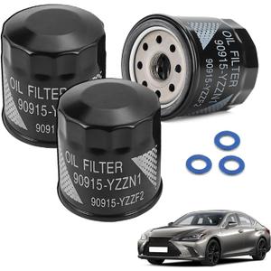 3PCS 90915-YZZN1 Engine Oil Filters with Drain Plug Washers Compatible with Toyota Corolla 1.8L 1993-2021, Camry 2.2L 1992-2001, Prius 1.5L 2001-2009, Yaris 1.5L 2006-2019, Matrix 1.8L 2003-2008