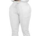 HBQ Women 2 Piece Outfits Sweatsuit Set Casual Lapel Zip Up Jacket Wide Leg Pant Lounge Set Tracksuit (White, XL)
