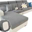 Couch Cushion Covers, Sectional Couch Covers, Stretch Couch Covers for L Shaped & Modular Seats, Pet-Friendly Furniture Protector with Stripe Design (Gentleman Gray, 2 Seaters+1 Chaise)