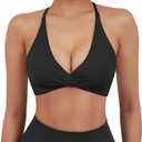 SUUKSESS Women 2 Piece Open Back Strappy Sports Bra Pack Twist V Neck Workout Crops