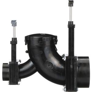 Valterra Ell Double Rotating Valve, Mess-Free Waste Valve for RV's, Campers, Trailers, 3" Hub x 1.5" Hub x 3" Bayonet Cap