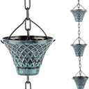 Tfro & Cile Rain Chain Gutter Downspout Catcher Outside Water Diverter Decorative Garden Rain Cups Chime Home Decor - 8 1/2 Feet Long (Blue)