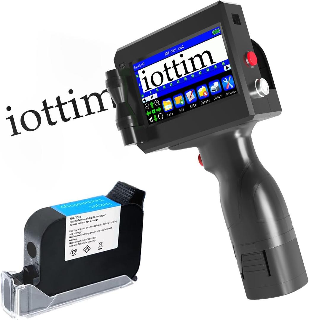 Upgrade Handheld Inkjet Printer, Ink Jet Printer for Text QRCode Barcode Date Time Logo Batch Number Print on Metal Wood Glass Cloth Carton Plastic (Handheld Inkjet Printer)