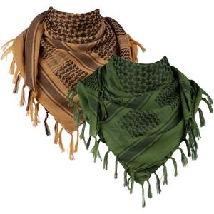 FREE SOLDIER Scarf Military Shemagh Tactical Desert Keffiyeh Head Neck Scarf Arab Wrap with Tassel for Men Women (Coyote Brown and Army Green)