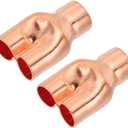 PATIKIL 5/8" x 1/2" x 1/2" ID Tee Y Type Copper Fitting, 2 Pcs Welding Joint Split Union Intersection for HVAC, Air Conditioning Refrigeration System