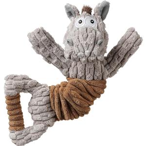 Squeaky Dog Toy, Durable Dog Toy Large Breed, Tug of War Dogs Interactive Toy, Stuffed Plush Puppy Toys with Crinkle Paper for Small, Middle, and Big Dogs(Tug of War Series, Donkey)