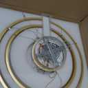 Modern LED Chandelier Gold 2-Rings Pendant Light Circular Flush Mount Ceiling Chandelier Lighting with Remote Control for Bedroom Living Room Dining Room Entrance, 3000K-6500K