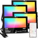 LED Flood Light Outdoor 800W Equivalent 8000LM RGB Landscape Light Controlled by BRmesh APP , No Remote, DIY Scenes - Timing - 5700K Daylight White - Color Changing Uplight, IP66 US Plug MELPO(4 Pack)