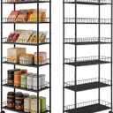 6-Tier Slim Storage Cart with Wheels,10in Wide Black Narrow Rolling Shelf,Sturdy Slim Storage Ideal for Kitchen, Bathroom, and Laundry Room