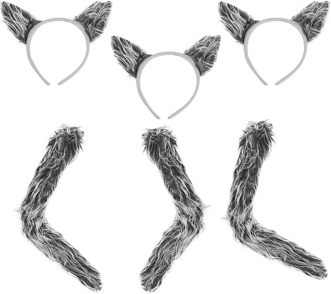Funny Party Hats Wolf Costume Accessories - Halloween Costume Ears - Wolf Ears & Tail Set (Gray)