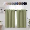 Sage Green Blackout Curtains for Bedroom Living Room 45 Inch Length 2 Panels, Soft Solid Insulated Short Room Darkening Curtains, Modern Rod Pocket Drapes, Sage Green, Each 30" Wx45 L