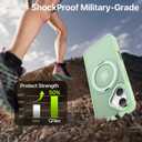 QTlier for iPhone 16 Case, 360 Rotatable Ring Stand, Raised Camera Frame, Shockproof Case Compatible with MagSafe, Case for iPhone 16, Translucent Avocado Green