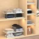 Covetree 3 Pack Stackable Closet Organizers and Storage Shelves - Transparent Sweater Organizer for Closet, Bathroom, Kitchen, Cupboard, Laundry Room, and Office