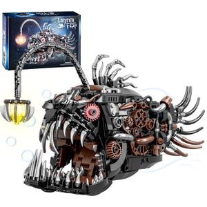 BNG Mechanical Fish Building Set for Adult, Ocean Animal Building Blocks Toy, Collectible Decor for Home or Office, STEM Gift for Teens Boys Girls 8+ (1038PCS)