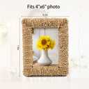 2 Pcs Rattan Picture Frame, 4x6 Boho Photo Frame Handmade Farmhouse Wicker Picture Frame Set for Wall and Tabletop Display (Natural, 4X6+4X6)