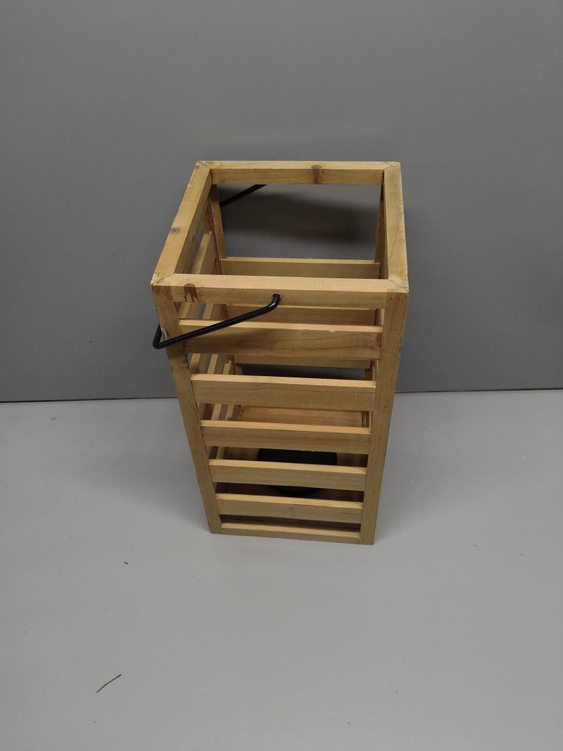 Wooden Candle Lantern, 14x7x7 In