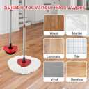 Spin Mop Head Replacement Base, Mop Handle Compatible EasyWring - Include 4-Section 30-59in Handle, 1 Cover and 1 Scrubber