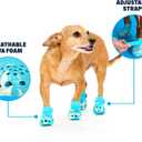 BarkBox Aqua Crocs Dog Shoes – Set of 4 Glow-in-The-Dark Dog Booties with EVA Foam, Adjustable Strap & Non-Slip Sole – Comfortable Paw Protection for Small Breeds (15–25 lbs) Small, Aqua