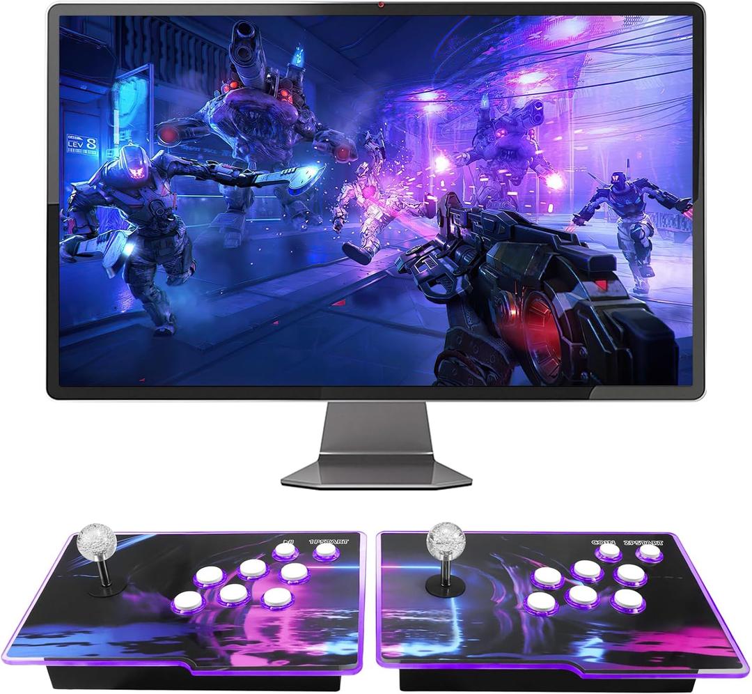 Newly Upgrade 3D Arcade Games Console with 256G Built-in 30000+ Classic Games, 20+ Simulators, WiFi Download Game, Retro Arcade Machine for 4K TV & Projector & PC, Supports 1-4 Players