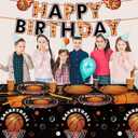 Basketball Party Decorations 171Pcs Basketball Party Supplies Disposable Basketball Tablecloth Paper Plates Cup Napkin Plastic Fork Knives Spoon and Banner for Sports Birthday Decorations