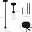 1-Light Mini Pendant Light Fixtures, 2-Pack Modern Hanging Ceiling Lighting, Adjustable Height, Black Pendant Lamp with Dual Glass for Kitchen Island Bedroom