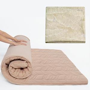 Bundle: Zonli Japanese Floor Futon Mattress + Futon Mattress Cover, Queen Size, 100% Cotton Super Soft and Machine Washable