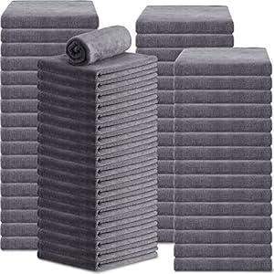 Newwiee 72 Pack Microfiber Bleach Proof Towels Bulk for Salon 18 x 30 Inch Dry Lint Free Hair Drying Hand Towels for Hair, Gym, Bath, Spa, Shaving, Barber(Grey)