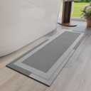 YDKGL Non Slip Long Bath Mat Bathroom Runner, Rubber Backing Ultra Thin Bathroom Rugs Fit Under Door Quick Dry Super Absorbent Washable Bath Rug Shower Mat for Bathtub Sink Floor, Grey 17"x47"