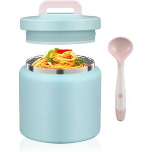 13.5 Oz Thermo Food Jar for Hot & Cold Food for Kids, Insulated Lunch Containers Hot Food Jar,Leak-Proof Vacuum Stainless Steel Wide Mouth Lunch Soup Thermo for School (Ice Blue (13.5OZ))