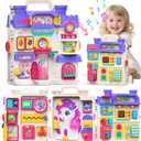 Nicella Busy Board for 1 Year Old Girl Gifts, Montessori Toys for 1 2 Year Old - 56+ Activities Bilingual Music Learning Sensory Toys for Toddlers 1-3 - Birthday Gift for 1+ Year Old Girl Boy (Purple)