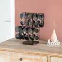 Mkono Sunglasses Organizer Glasses Holder Stand for 24 Pairs of Eyewear, 2 Tier Sunglass Storage Eyeglasses Display Rack Metal Frame with Wood Base for Table Desk Countertop Dresser Bedroom, Black