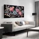 Flower Prints Wall Art for Living Room Blue and White Paintings for Wall Office Wall Decor for Bedroom Aesthetic Size 20" x 40"